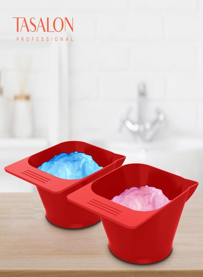 TASALON 2 Piece Magnetic Plastic Bowls Set for Hair Dye, Mixing Bowl for Hair Dye, Beauty Salon and Barber Station for Hairstylists, Red - Image 5